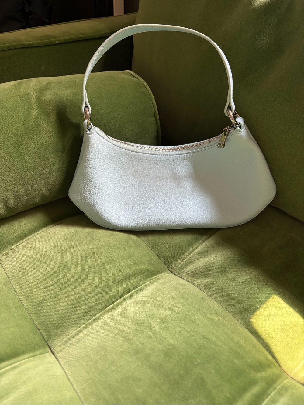 JW PEI Light Blue Pebbled Leather Shoulder Bag
